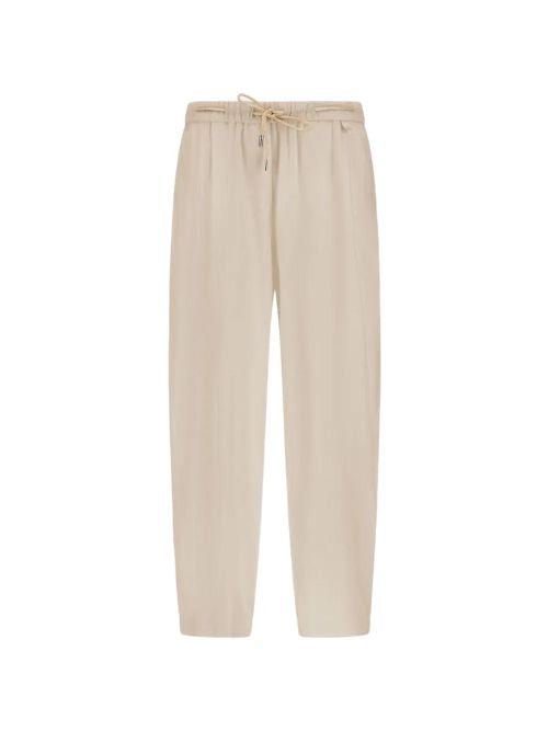 Drawstring-Waist Trousers — Beige