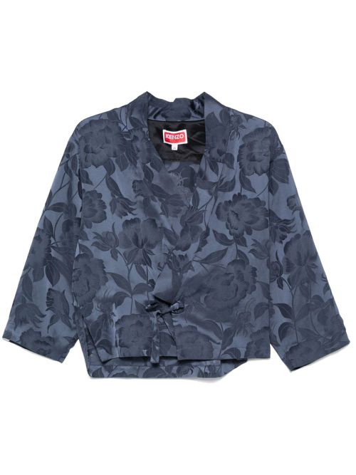 Floral-jacquard jacket - Blue