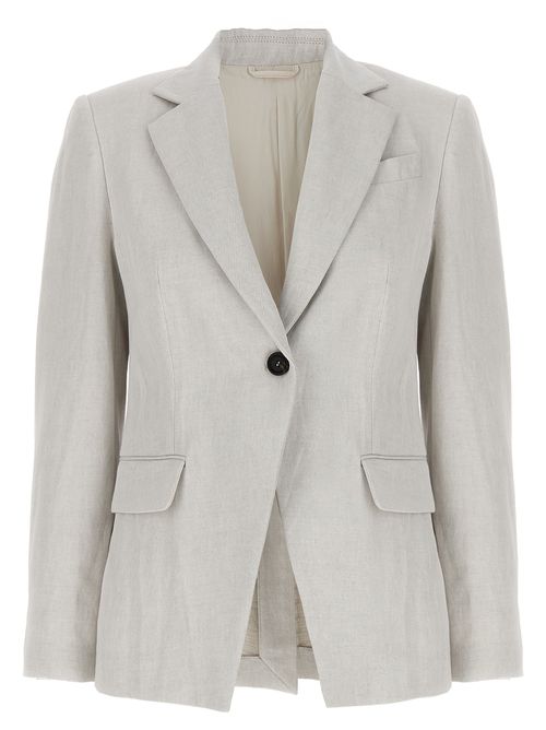 -Single-Breasted Blazer Blazer And Suits Grigio-Donna