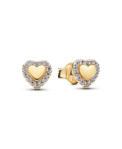 Heart Halo Stud Earrings - Gold