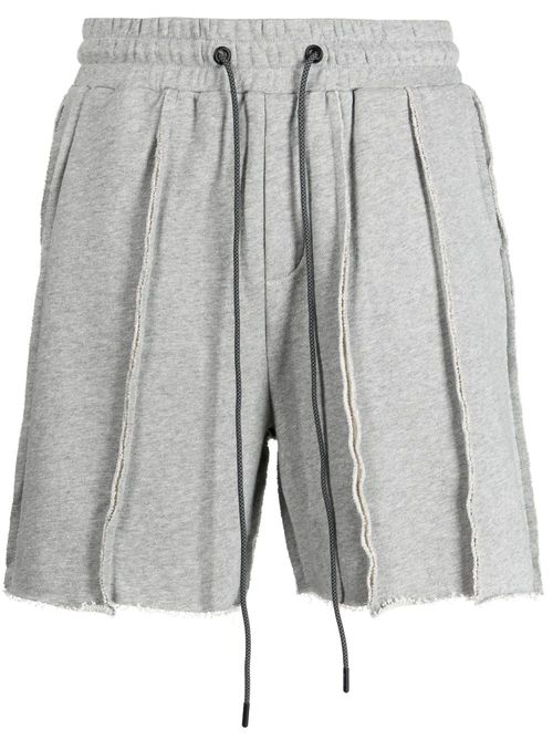 Exposed-seam cotton track shorts - Grey
