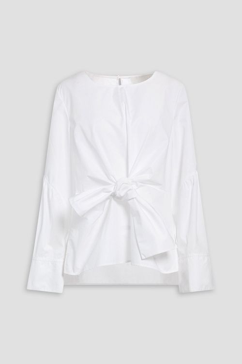 Knotted cotton-poplin blouse - White - US 10