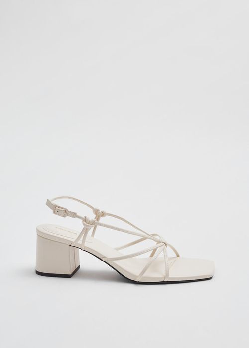 Strappy Knotted Leather Sandals - White