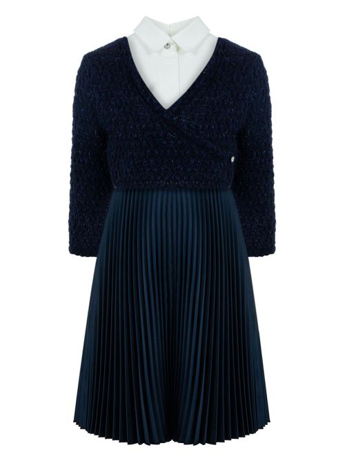 Pleat-skirt dress set - Blue