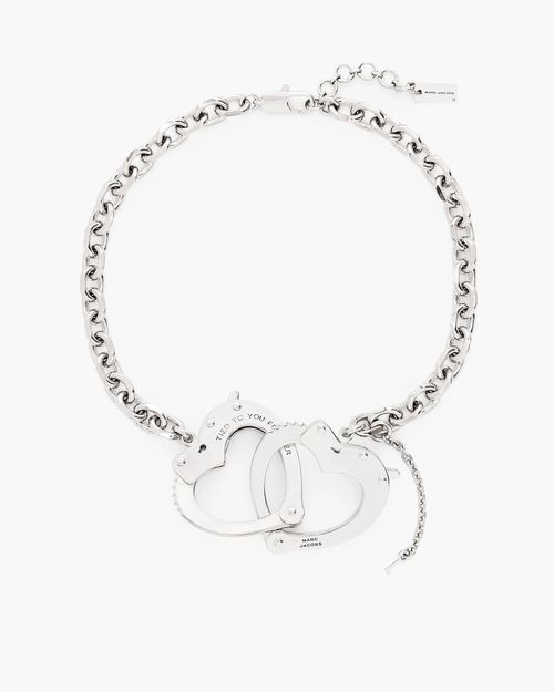 MARC JACOBS Marc Jacobs The Heart Handcuff Necklace in Light Antique Silver
