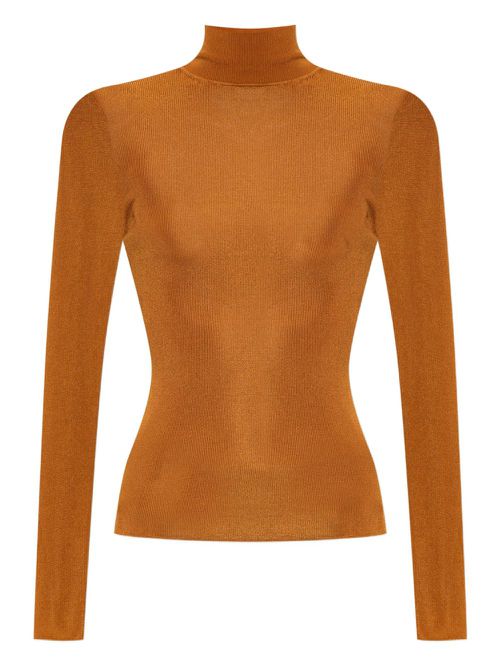Ribbed high-neck top - Orange