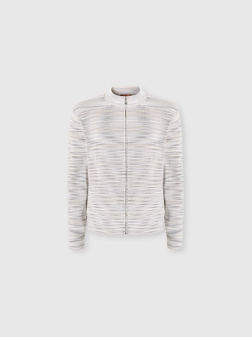 Missoni - Ribbed cotton cardigan with mock neck and flamed texture, Men, Multicoloured