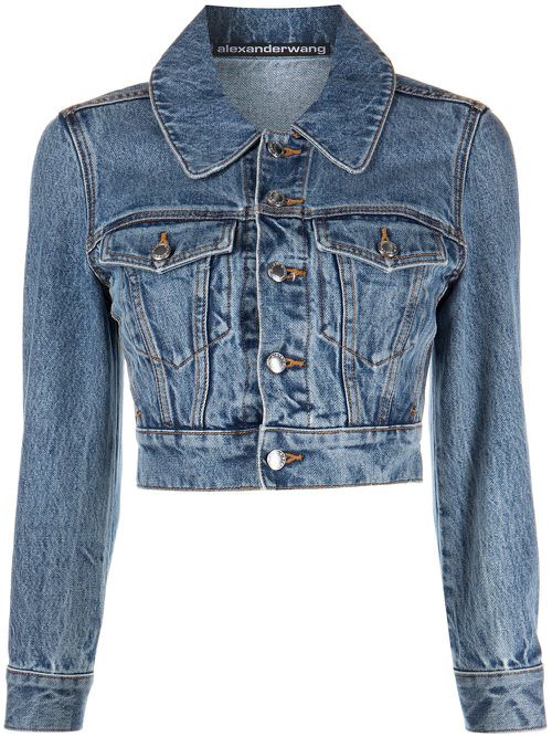 Cropped denim trucker jacket - Blue