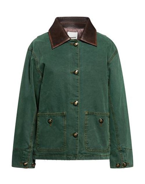 Woman Denim outerwear Green Size 10 Cotton, Lambskin, Polyester