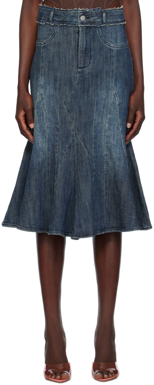 Blue Gaudí Denim Midi Skirt