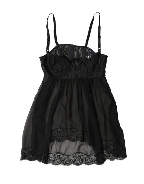 Silk Floral Lace Tank Top — Black