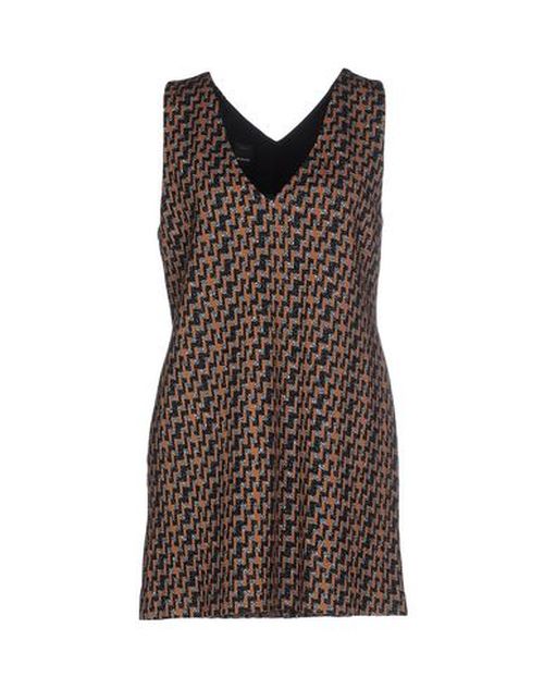 Woman Mini dress Brown Size 6 Polyester, Virgin Wool, Polyamide