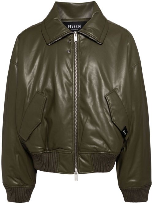 Zipped faux leather jacket - Green