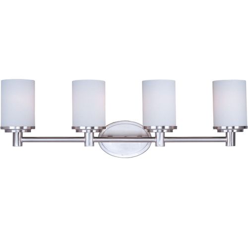 Maxim Cylinder 29" 4-Light Satin White Bathroom Vanity Light in Satin Nicke