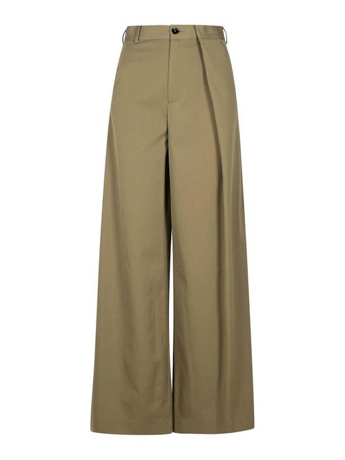 Beige Polyester Blend Trousers