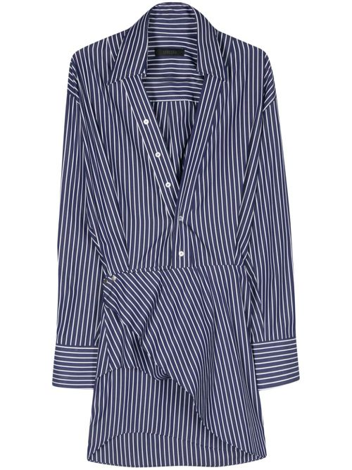 Poplin striped asymmetric mini dress - Blue