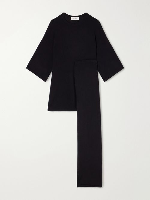 Agnette And Ainsley Cotton And Cashmere-blend Sweater And Pants Set - Black