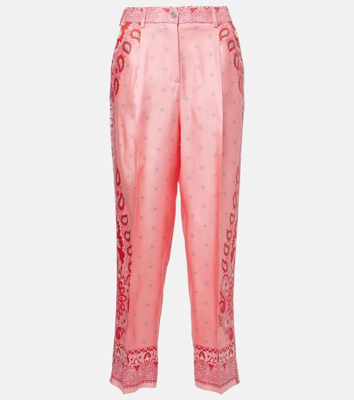 Paisley silk straight pants