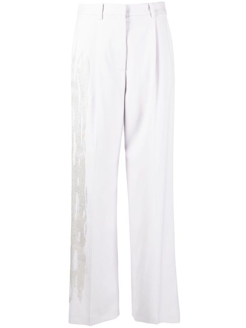 Bead-embellished straight-leg trousers - Grey