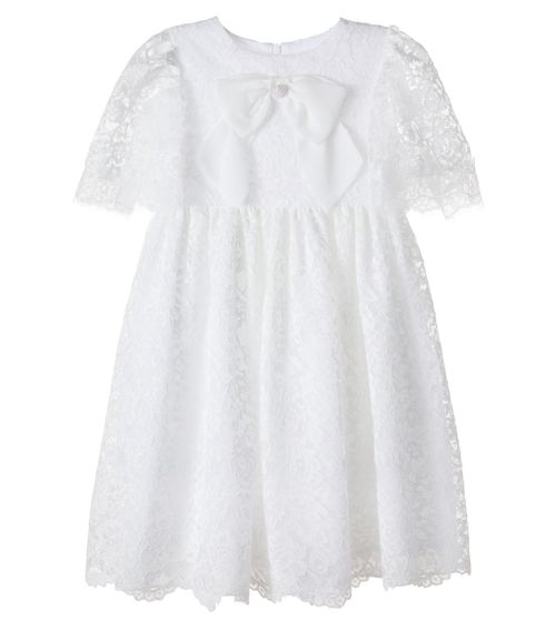 Bow-detail lace dress