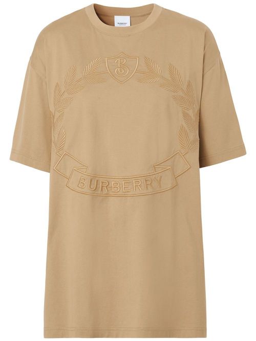 Embroidered EKD cotton oversized T-shirt - Neutrals