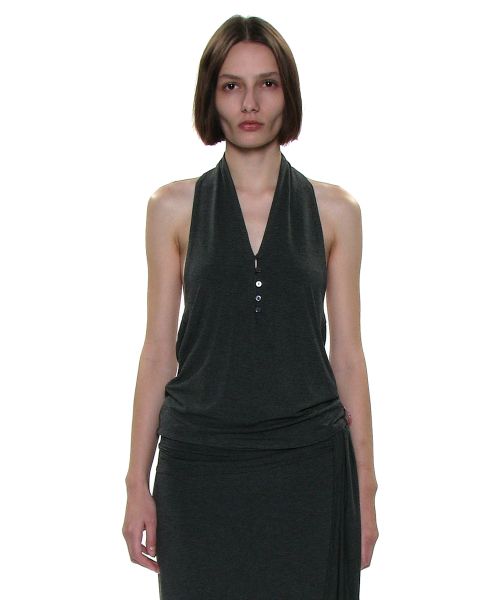 PWC Button-Up Jersey Halter Neck Top