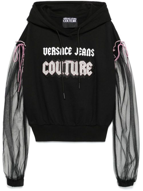 Embellished Gothic Logo hoodie - Black