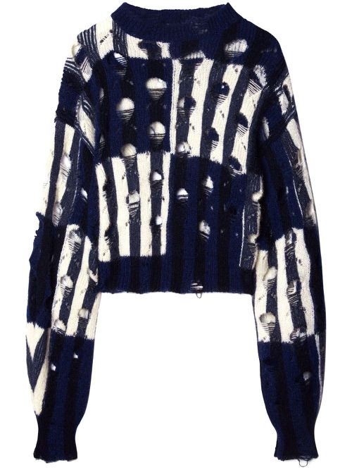 Shibori distressed knitted jumper - Blue