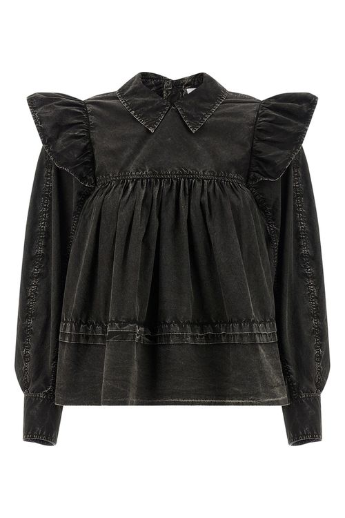 'Black Washed Frill' Blouse