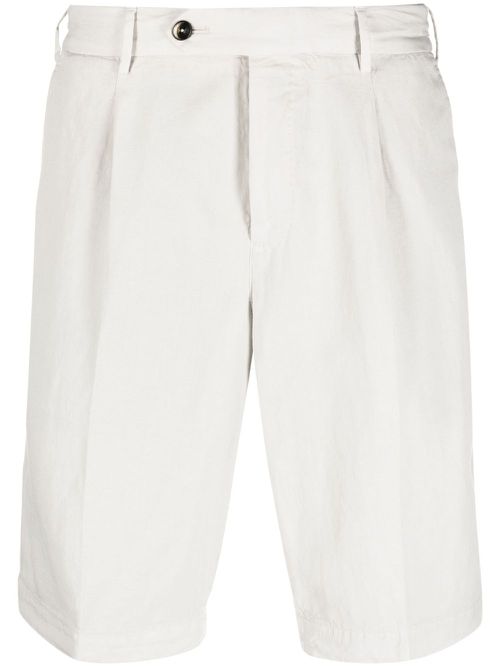 Off-centre button linen shorts - Neutrals