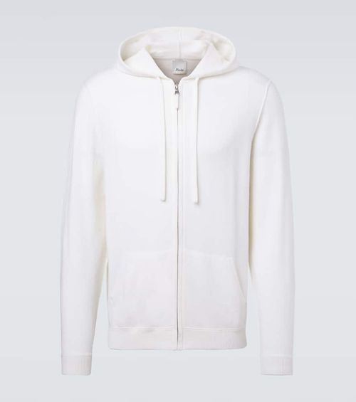 Zip-up wool and cashmere hoodie