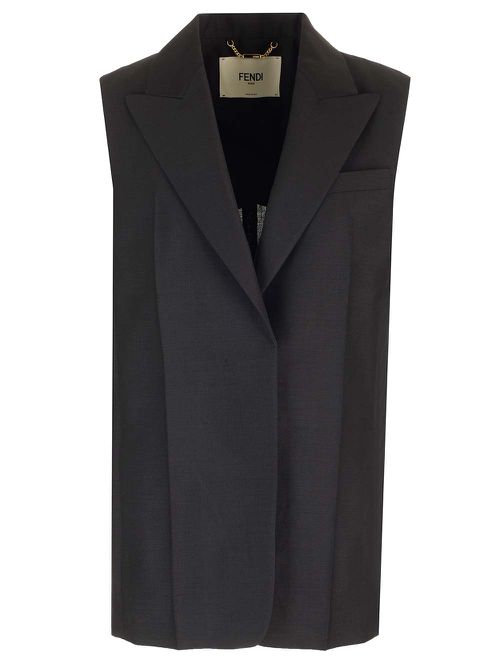 Black Mohair And Wool Vest