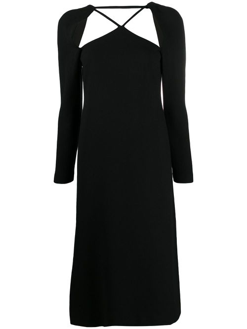 Cut-out crepe midi dress - Black