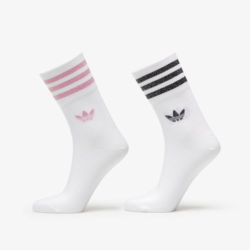 Adidas Mid-Cut Glitter Crew Socks 2-Pack White/ Bliss Pink/ Black