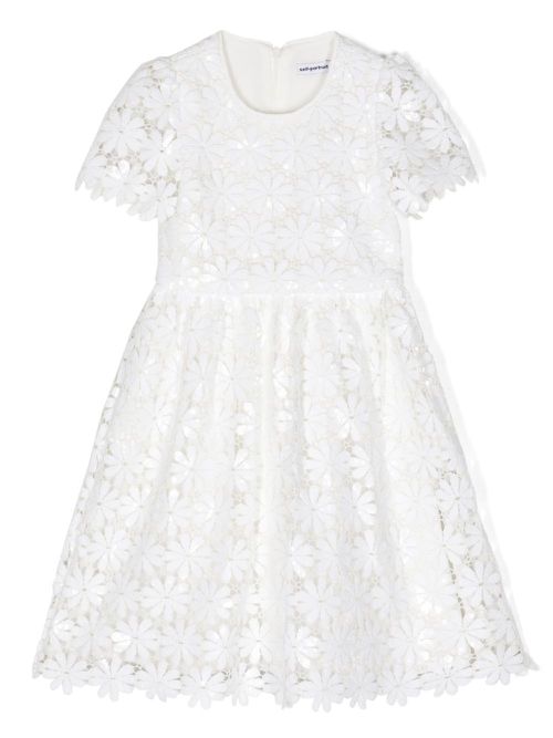 Sequin-embellished guipure lace dress - White
