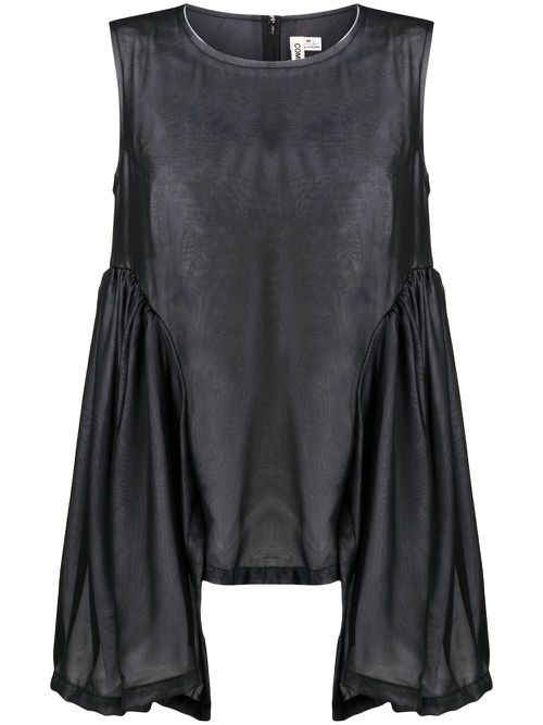 Draped-detail sleeveless blouse - Black
