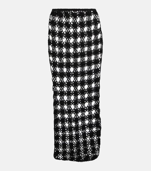 Open-knit cotton midi skirt