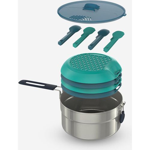 Decathlon Hiker'S Camping Stainless Steel Cooking Set Mh100 4 Person (2.6 L