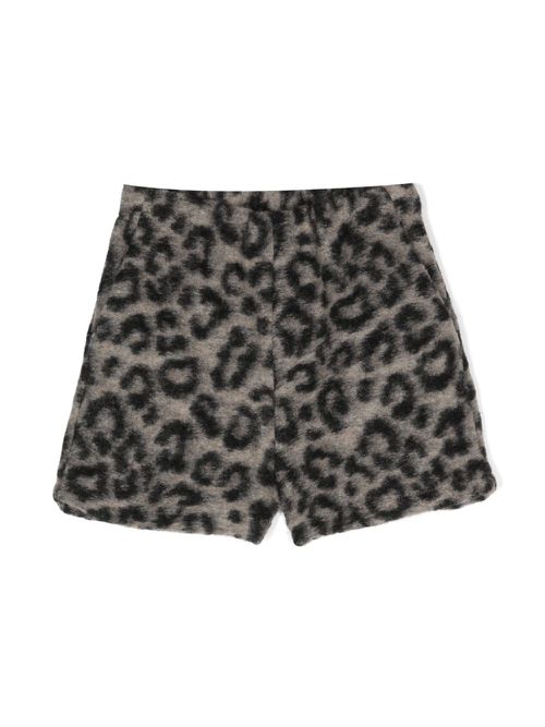 Leopard-print elasticated shorts - Black