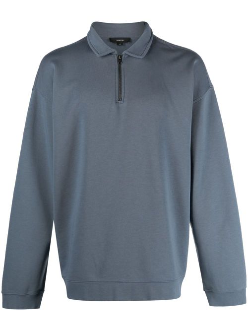Zip-detail cotton sweatshirt - Blue