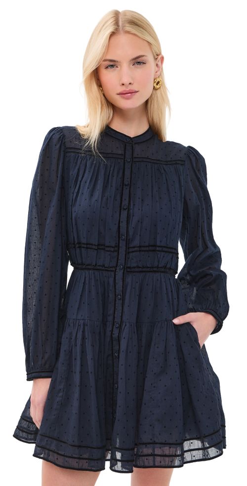 Lumi Long Sleeve Cotton Mini Dress Nightfall