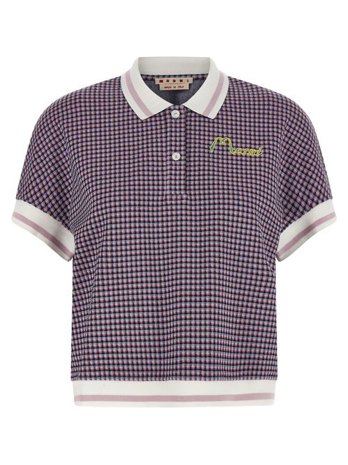 Check-Patterned Viscose Polo Shirt — Multicolor