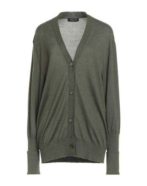 Woman Cardigan Military green Size 14 Wool, Silk