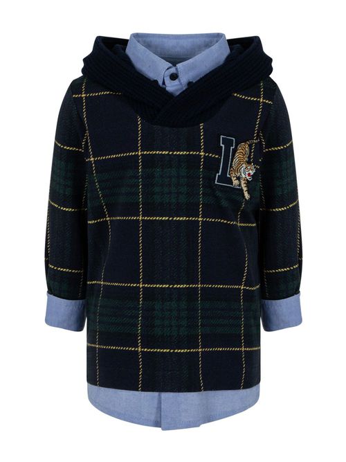 Layered-design hoodie - Black