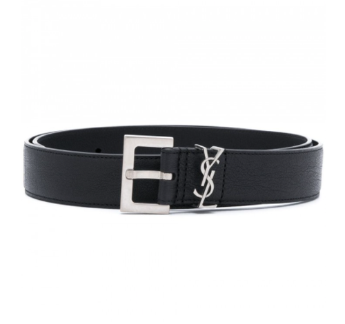 Monogram-plaque buckled belt