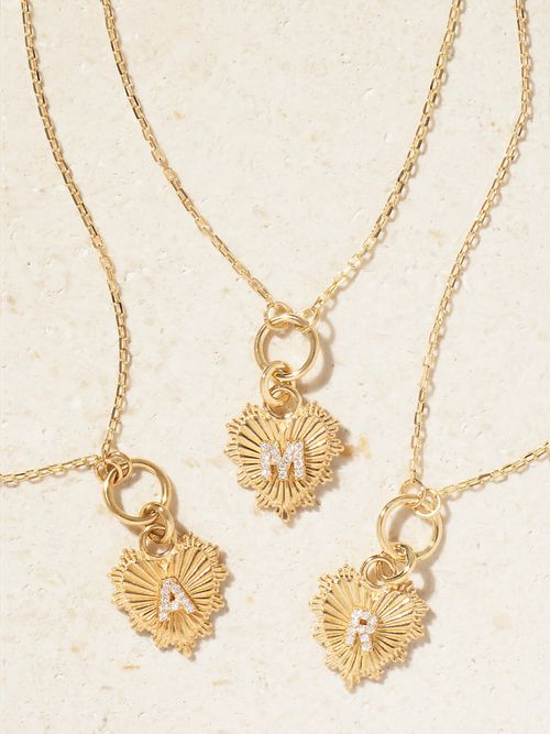 Initial 18-karat Gold Diamond Necklace - A