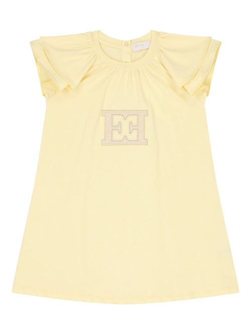 Escada Kids ruffled cap-sleeve dress - Yellow