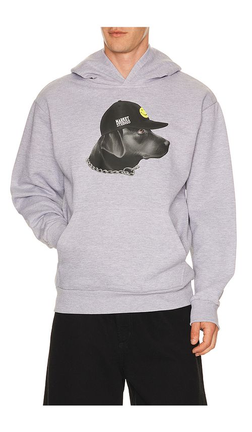 Market Smiley Dog Got Style Hoodie in Grey. L. Also in