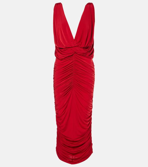 Ruched draped midi dress