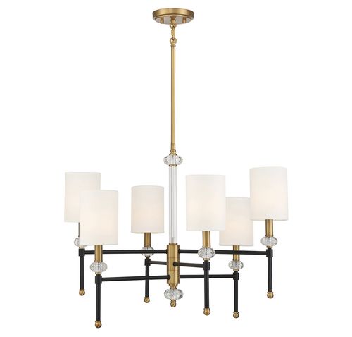 Tivoli 6-Light Chandelier in Matte Black with Warm Brass Accent